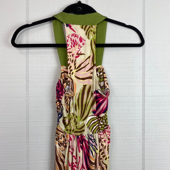 NWT Prairie New York Green Halter Top Sleeveless Dress Multicolor Fish Pattern - Picture 5 of 6